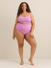 Violet High-Waist Mid-Leg Eyelet Swim Brief