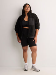 Black Short Polar Fleece Jacket with Contrast Trim - Active Zone