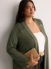 Responsible, Gray Leaf-Print Straight Tunic Cardigan