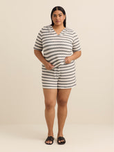 White Striped Textured Cover-Up Short - Cover Me