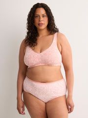 Wireless Pink Paisley-Print Cotton Bra with Picot Trim - tiVOGLIO