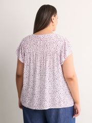 Floral A-Line Split-Neck Blouse
