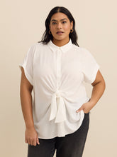 Knotted Buttoned-Down Blouse