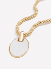 Short Golden Rope Necklace with White Pendant