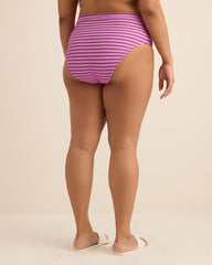 Leaf/Striped High-Rise Reversible Swim Brief