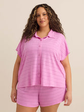 Violet Eyelet Buttoned-Down Beach Top