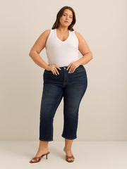 Fitted V-Neck Ribbed Knit Tank Top - Addition Elle