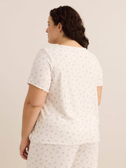 White Floral Pointelle Pyjama Top - ti Voglio