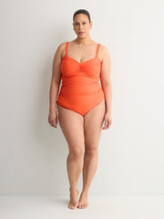 Orange Bandeau High-Leg One-Piece Swimsuit