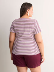 White Fitted Boat-Neck Ribbed Knit Baby Tee