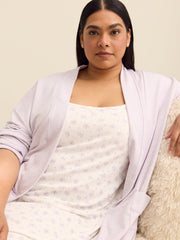 White Sleeveless Floral Print Pointelle Nighty - ti Voglio