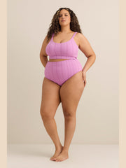 Violet Eyelet Longline Crop Bikini Top