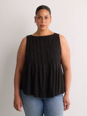 Sleeveless Swing Pintuck Knit Top