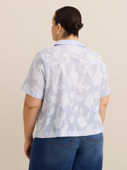 Camp Collar Loose Cotton Blouse