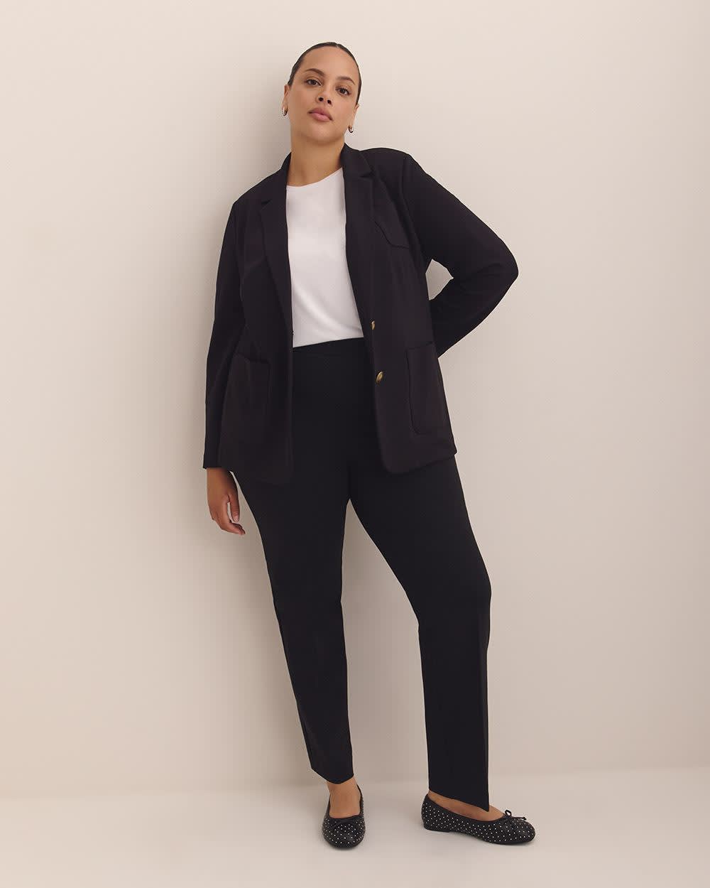 Petite, Black Ponte de Roma Sculpting Straight-Leg Pant