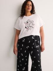 Black Cotton Knit Capri Pyjama Pant with Dalmatian Print - Disney