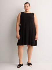 Responsible, Ribbed Sleeveless Boat Neck Swing Dress