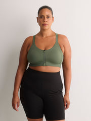 Wireless Medium Support Sports Bra with Front Zip Closure - Active Zone