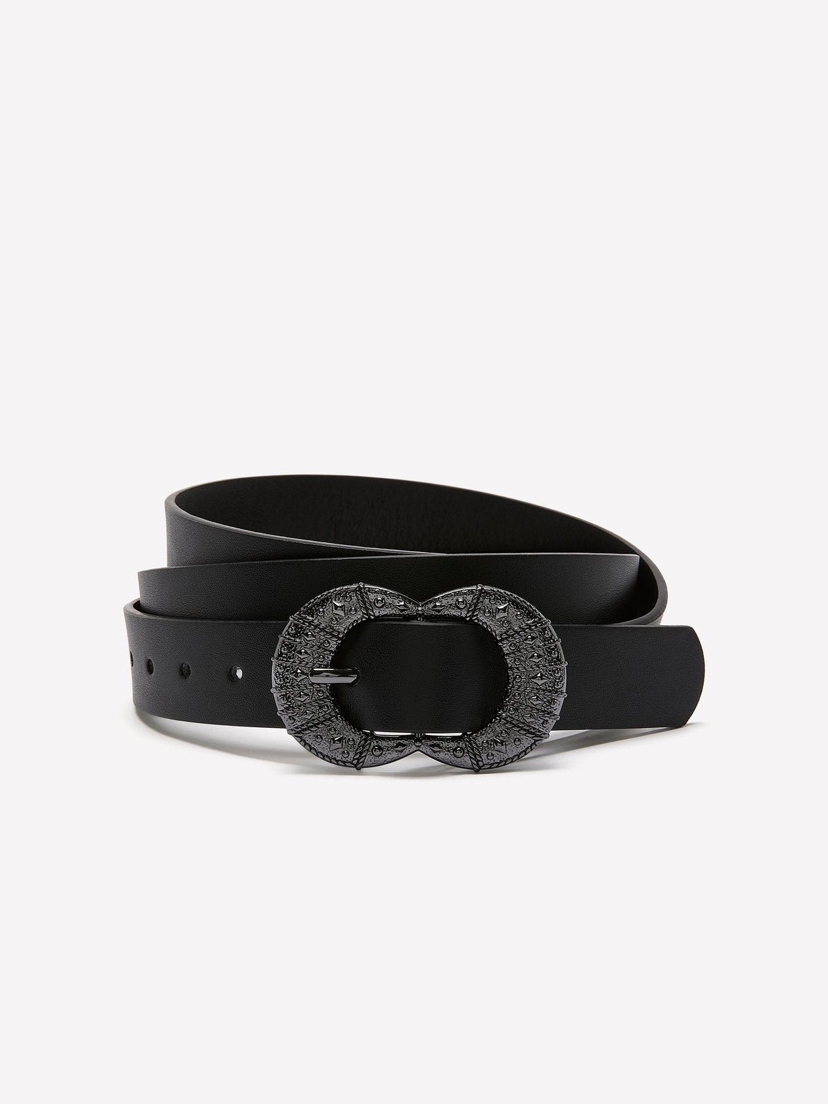 Denim Belt with Embellished Buckle