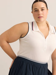 Sleeveless Pique Knit Polo Top - Active Zone