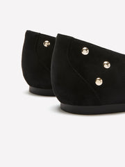 Extra Wide Width, Black Studded Strap Ballerina