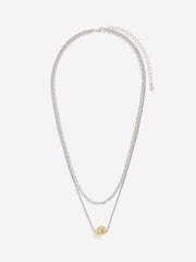 Two-Layer Short Necklace with Golden Pendant