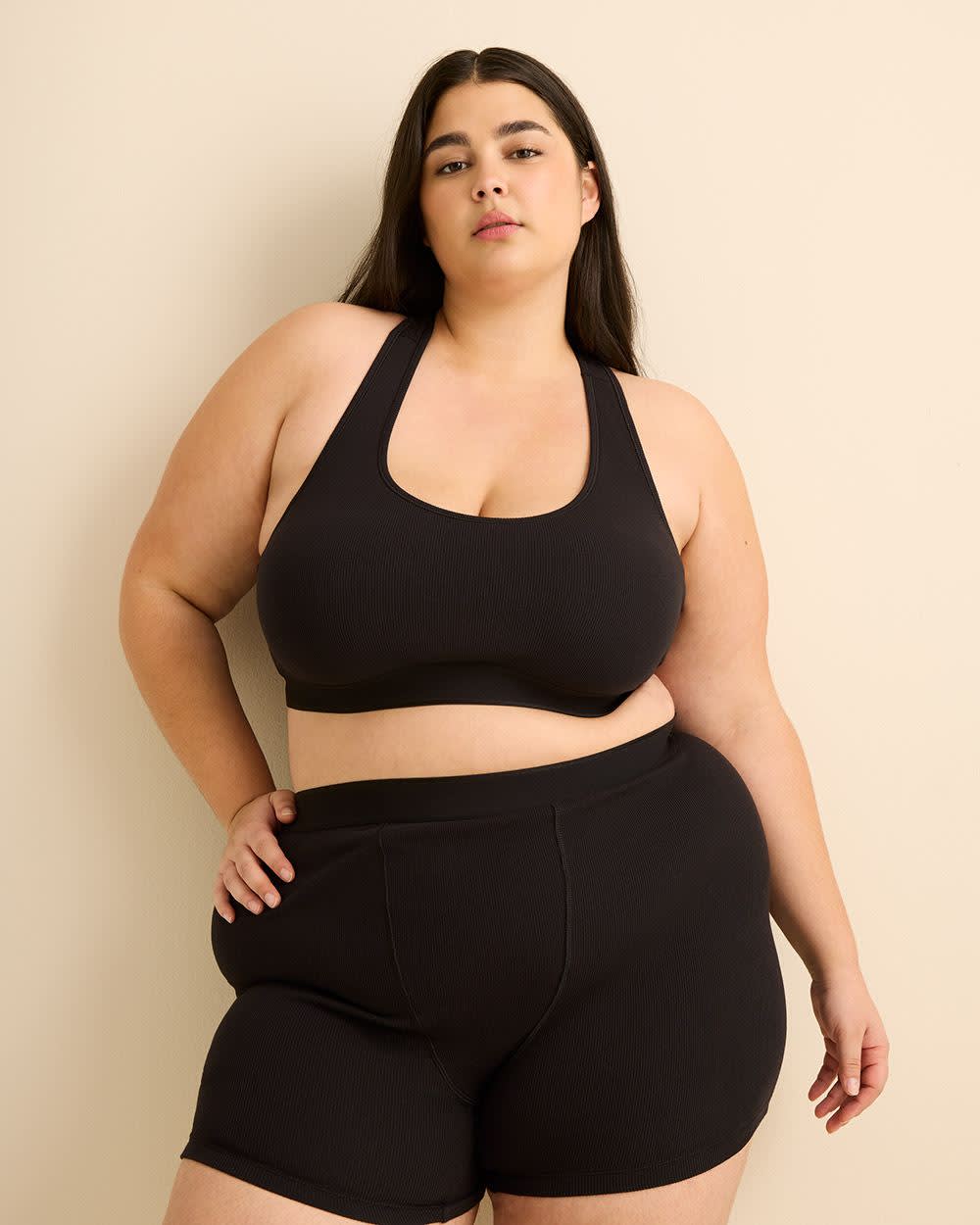 Ribbed Knit Bralette with V-Neck - ti Voglio
