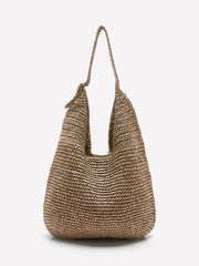 Straw Tote Bag with Buckle Strap