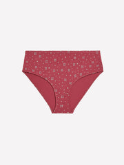 Red High-Cut Cotton Brief with Heart and Clover Print - tiVOGLIO