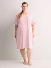 Responsible, Lilac Short-Sleeve Sleepshirt with Flamingo Print