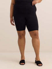 Bike Short with Eyelet Palm Tree Embroidery
