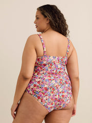 Floral Smocked Bandeau One-Piece Swimsuit