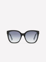 Black Cat-Eye Sunglasses with Metal Branches