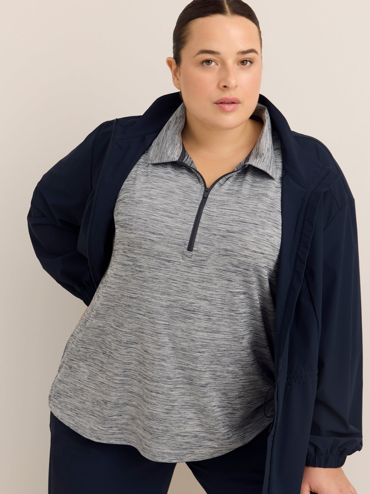 Sleeveless Space-Dye Textured Knit Polo Top - Active Zone