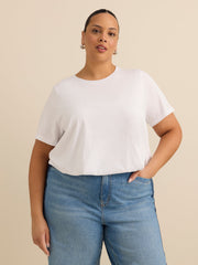 Short-Sleeve Cropped Shirt with Bubble Hem