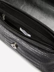 Black Croco Crossbody Handbag