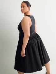 Sleeveless U-Neck Midi Dress with Peekaboo Overlap - Active Zone