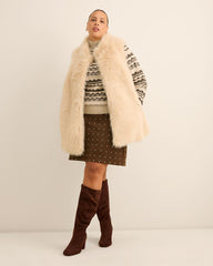 Brown Faux-Suede Mini Skirt with Rhinestones