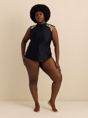 Black Tropical Cap-Sleeve Exhale Rashguard - Body Glove
