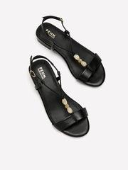 Extra Wide Width, Low Block-Heel Beaded Sandal