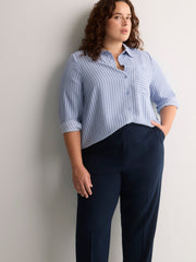 Petite, Navy Curvy Straight-Leg Savvy II Pant
