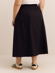 Cotton Poplin Pull-On Maxi Skirt