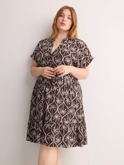 Responsible, Short Dolman-Sleeve Tiered Popover Dress