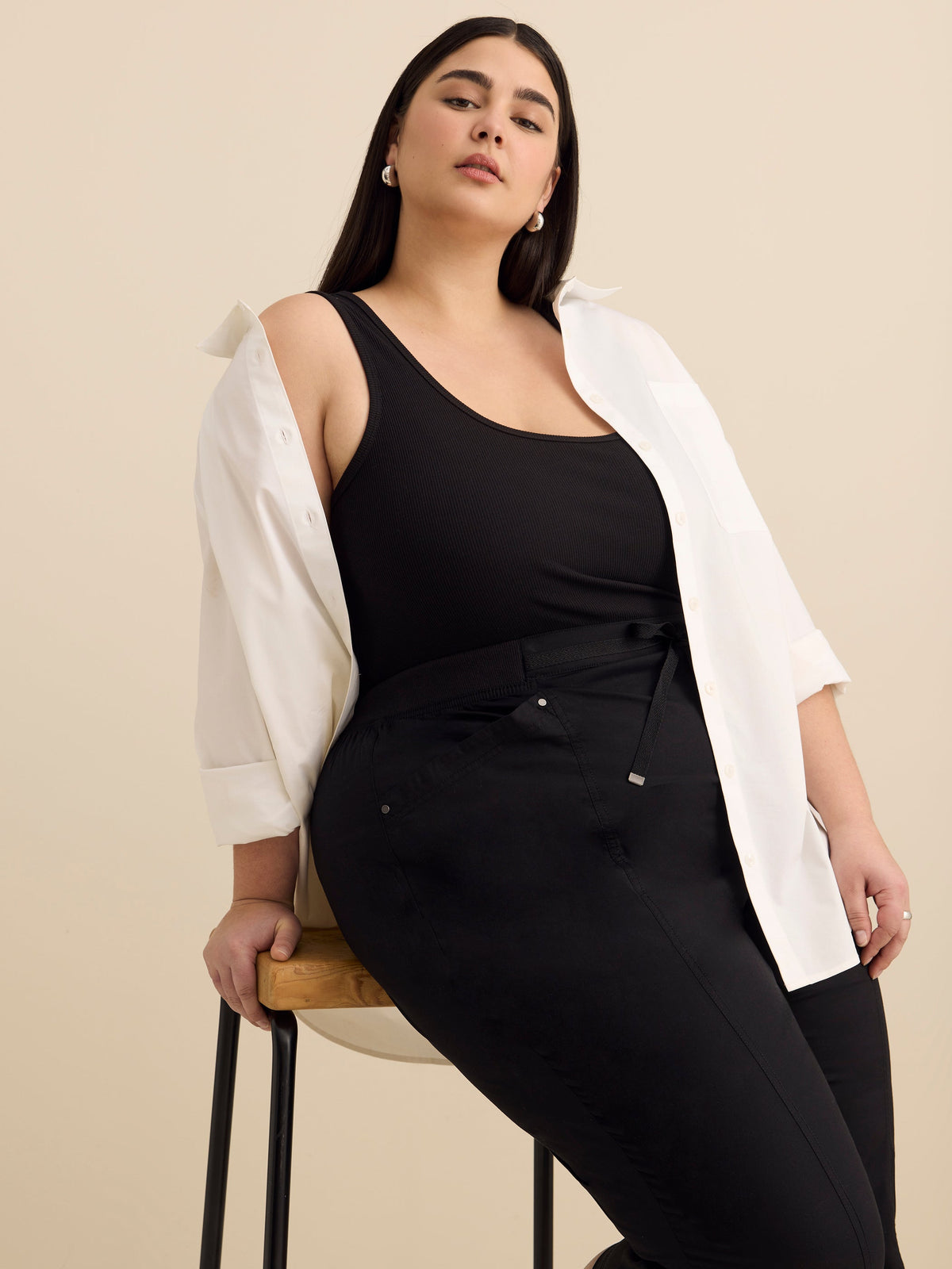 Solid Capri with Adjustable Waistband