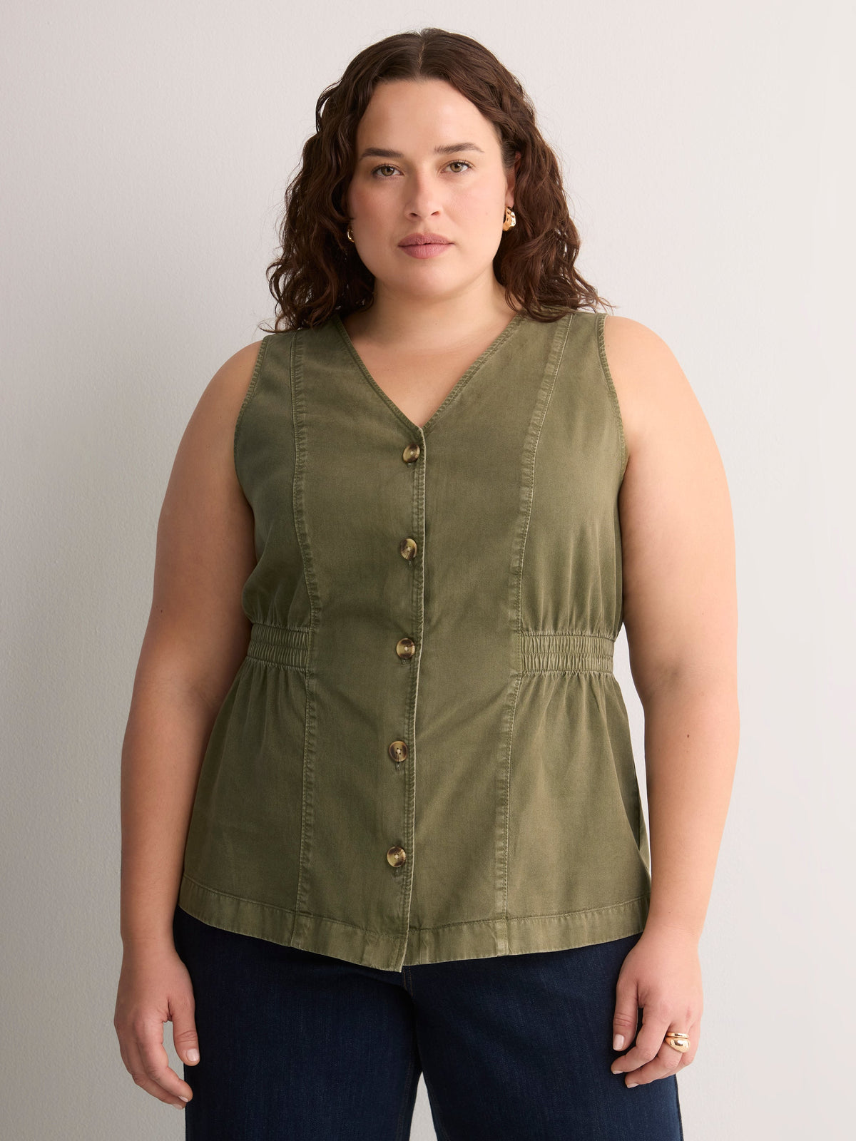 Responsible, Fit and Flare Sleeveless V-Neck Vest Blouse