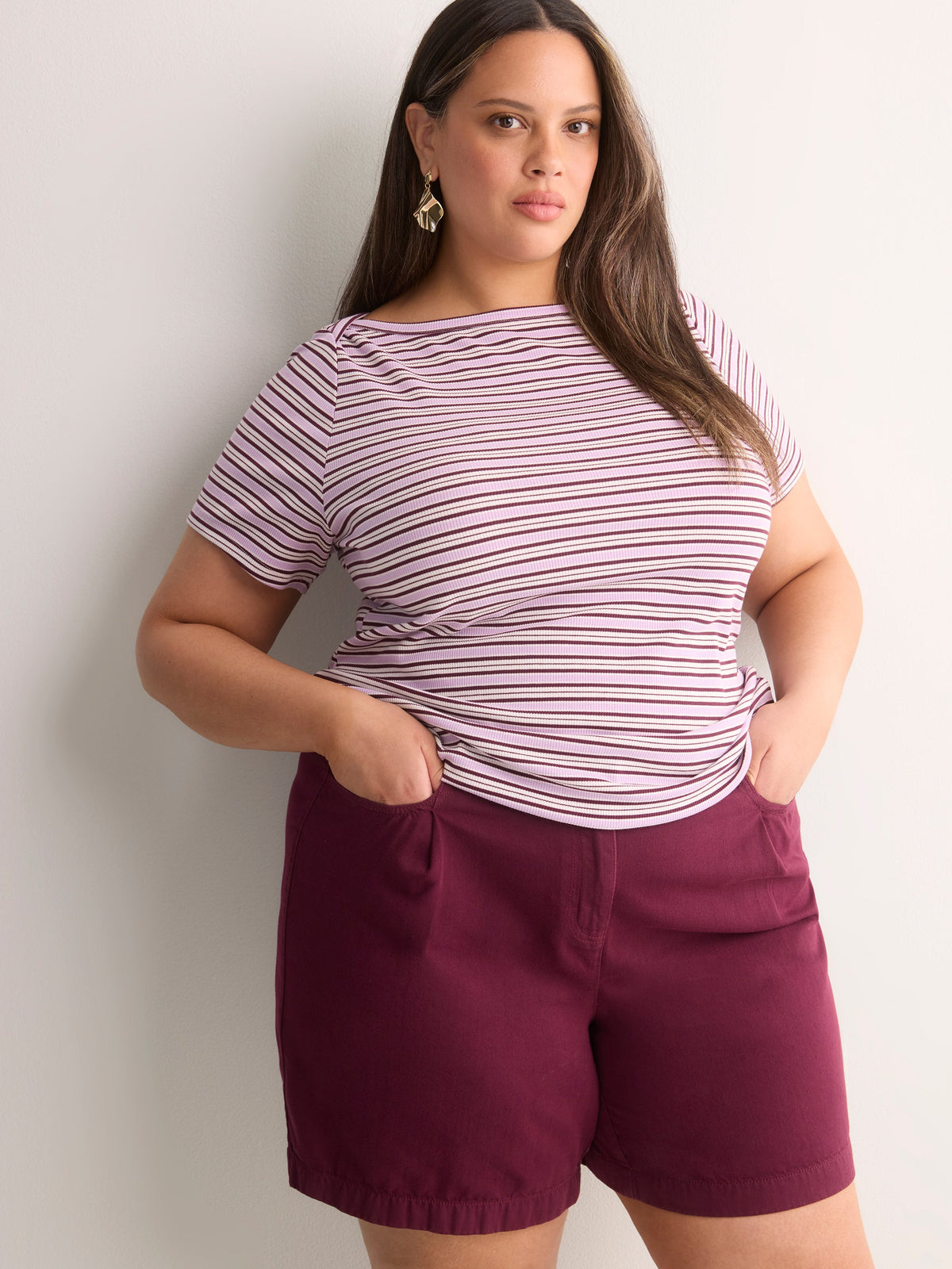 White Fitted Boat-Neck Ribbed Knit Baby Tee