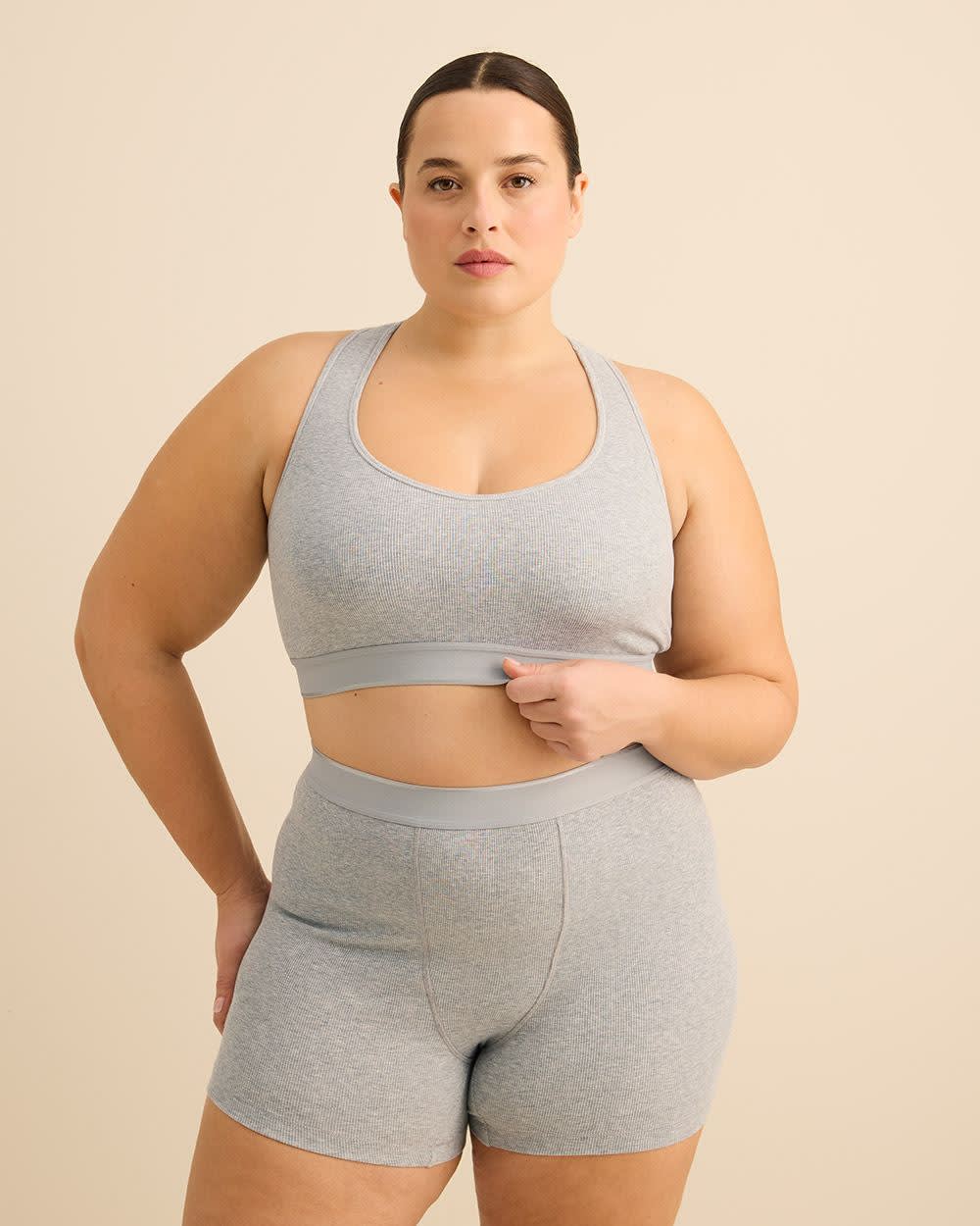 Ribbed Knit Bralette with V-Neck - ti Voglio