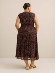 Knotted V-Neck Mesh Maxi Dress - Addition Elle