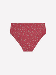 Red High-Cut Cotton Brief with Heart and Clover Print - tiVOGLIO