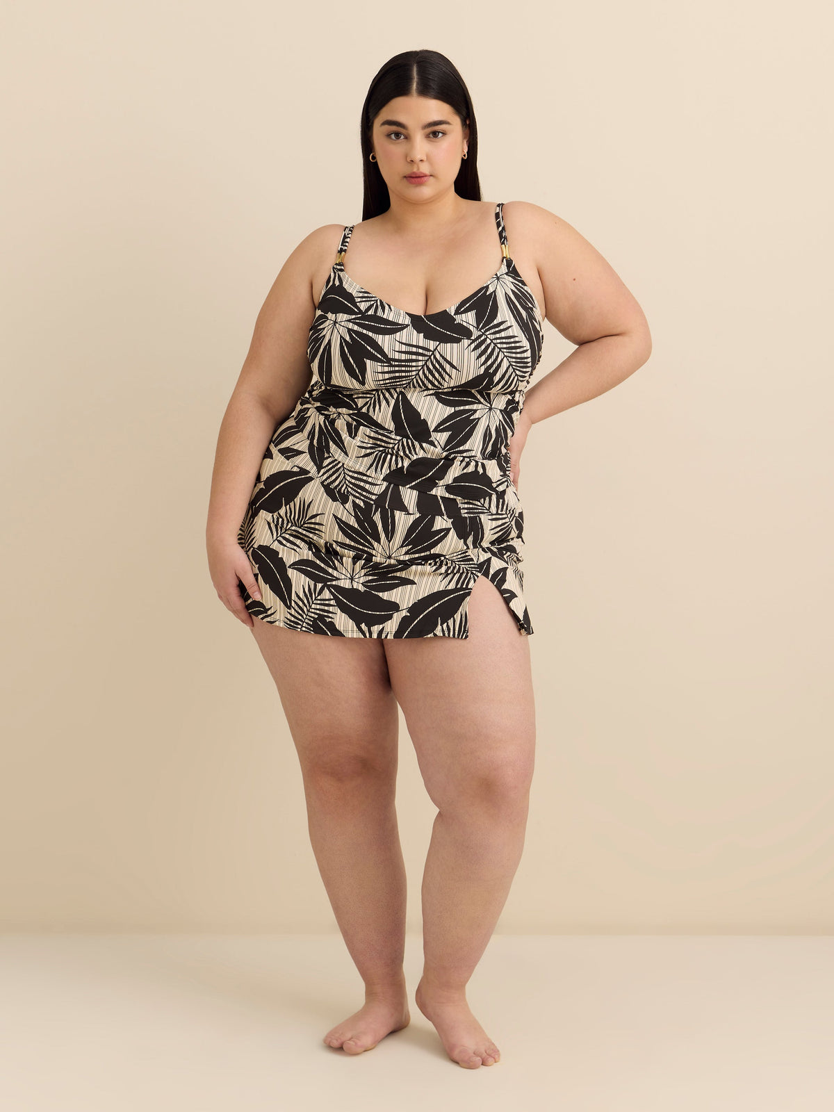 Leaf-Print High-Waisted Swim Skirt - Bleu Rod Beattie